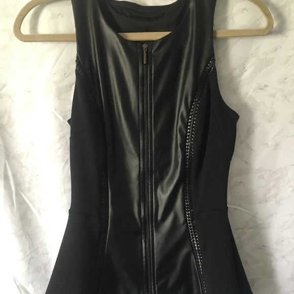 Faux leather and fabric peplum top - Picture 1 of 2